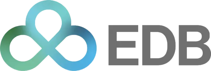 EnterpriseDB (EDB) logo with a blue/green icon.